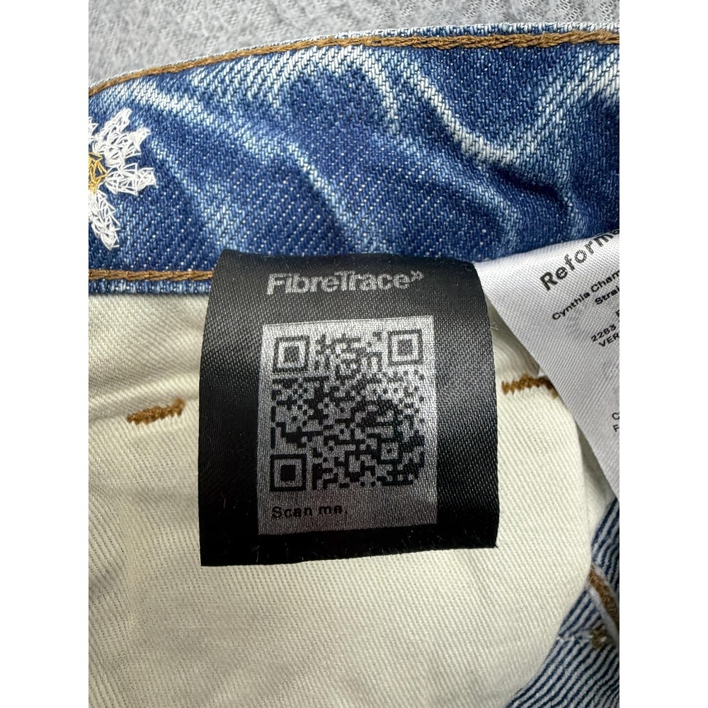 Reformation Cynthia Chamomile High Rise Straight Jeans Womens 26 Blue Floral - Picture 14 of 16